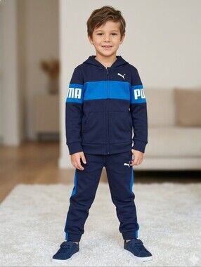 Puma Navy and Royal Blue Kids' Tracksuit - Hoodie & Pants